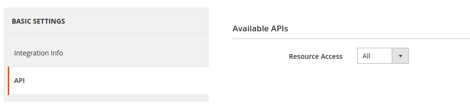 Konfiguracja API w Magento, zrzut 1
